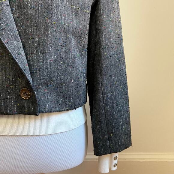 Vintage California Jam Women's Made in USA Cropped Double Breasted Grey Blazer 8 - Picture 3 of 12